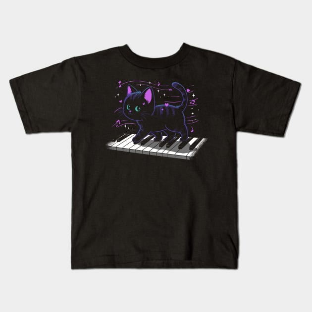 Purrfect Meowlody: Piano Paws Kids T-Shirt by GoshWow 